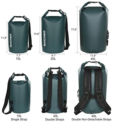 Marchway Floating Waterproof Dry Bag 5L/10L/20L/30L, Roll Top Sack Keeps Gear Dry For Kayaking, Rafting, Boating, Swimming, Camping, Hiking, Beach, Fishing, Hunting (Blackish Green, 10L) #TOP3