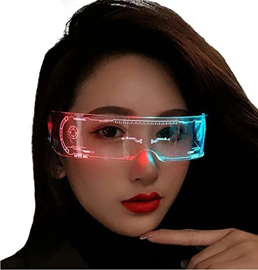 AASTIK SALESLED Visor Light up Glasses Futuristic Cyberpunk Futuristic Luminous Rave Glasses 7 Colors 4 Modes Christmas Party
