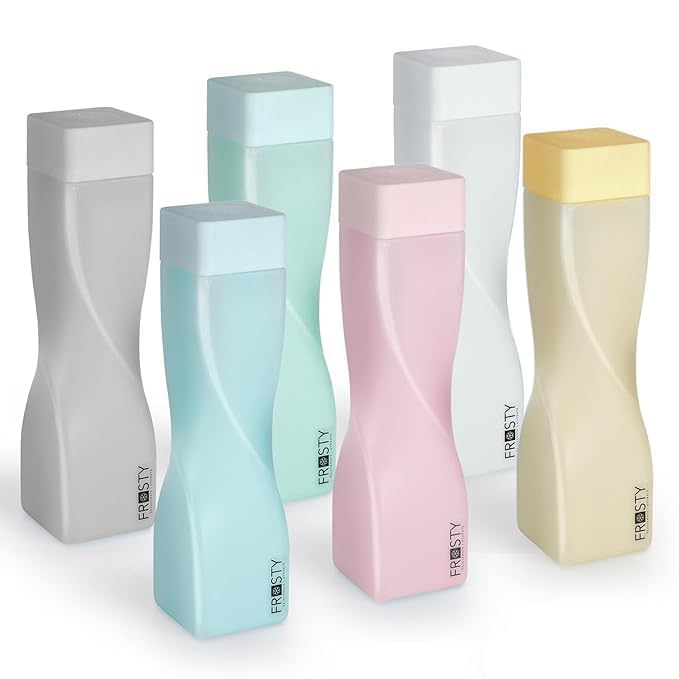 Image of Frosty Unbreakable Twisted Water Bottle 1 Litre | Set of 6 | Plastic Water Bottle | Office Bottle | Gym Bottle | Home | Kitchen (6, FROSTY - R, Twisted, 1.00, litres)
