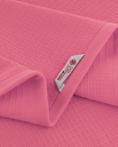 Image of Casa Copenhagen, Egyptian Cotton - Waffle Terry Towel 4 Piece 100% Cotton Large Bath Towel Set - Pink