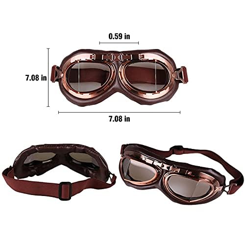 Peicees Aviator Hat And Goggles For Adult Costume Accessories Kids Pilot Cap Vintage Goggles Trapper Hat With Fur Ear Flaps thumb #6