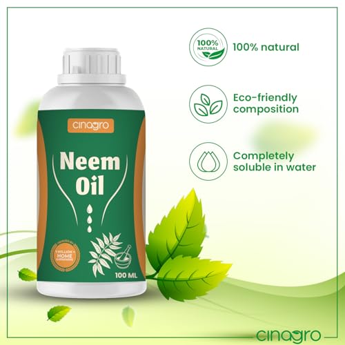 Image of Cinagro Cold Pressed Neem Oil Concentrate (100ml, Makes 25 Litre Spray) Organic, Water-Soluble, Plant Protector, Removes Mealybugs, Fungus & Insect Control for All Plants, Indoor & Outdoor Use