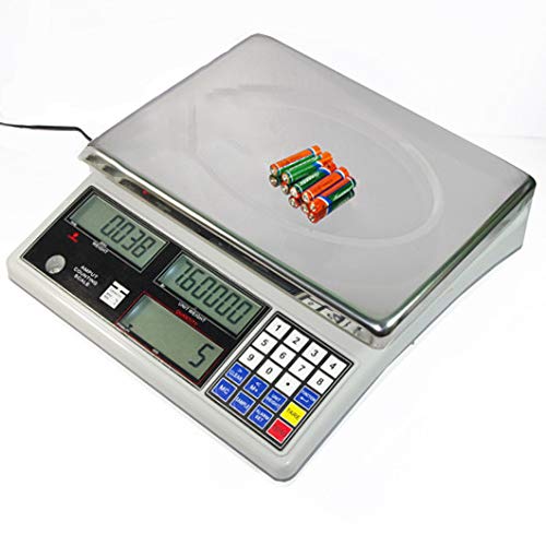 10kg, 0.1g Electronic Price Computing Scale Digital Commercial Price Scale Precision Waterproof Balance Retail Counting Equipment with Rechargeable Battery and RS232 Print Slot