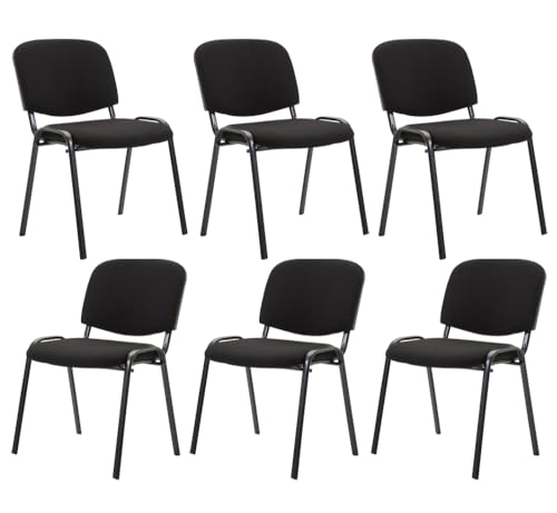 CLP Set De 6 Sillas De Conferencia Ken Tapizadas En Tela | 6 Sillas De Reuniones Apilables I 6 Sillas De Espera con Base De Metal I Color:, Color:Negro