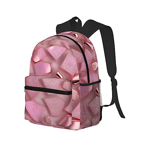 Sac à dos d'université tendance or rose noir confortable et polyvalent