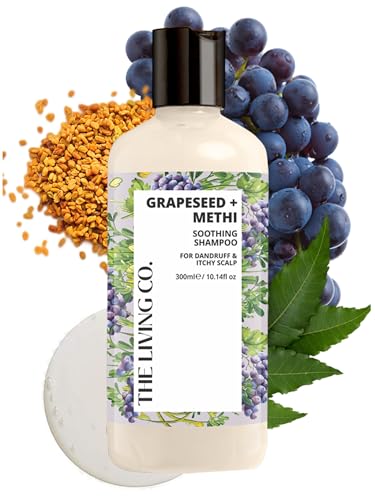 THE LIVING CO Soothing Shampoo with GRAPESEED + METHI for Dandruff & Itchy Scalp – 300ml