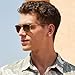 CARFIA Retro Polarized Sunglasses for Men UV Protection Hand-crafted Acetate Frame Fashion Cool Sun Glasses Clear Coffee