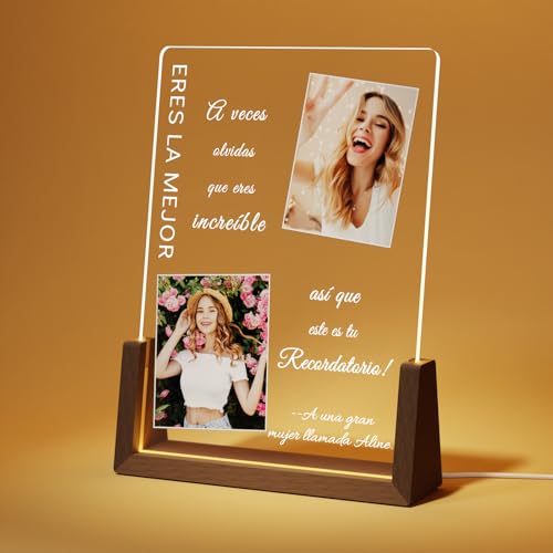 LUCKOR Candeeiro personalizado com foto - presentes originais para mulheres amigas - presentes personalizados para irmãs - ideias presentes presentes aniversário Natal aniversário dia dos namorados