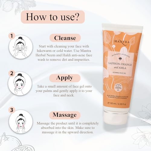 Image of Mantra Herbal Saffron, Orange And Amla Glowing Face Gel - 100 ml | Helps to Reduce Tanning, Pigmentation, Spots and Marks on Face