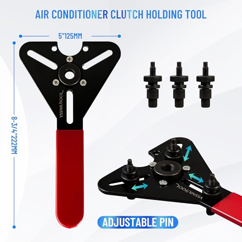Image of Air Conditioner Clutch Holding Tool A /C Compressor Clutch Remove Install Kit 23 Piece Compressor Tool kit Complete Set of Automotive Tools, hub with Spanner