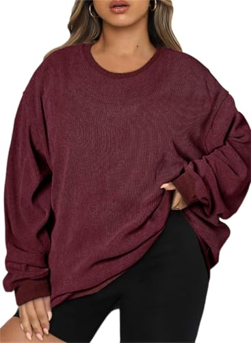 Image of Eytino Women Plus Size Sweatshirt Oversized Crew Neck Long Sleeve Tops