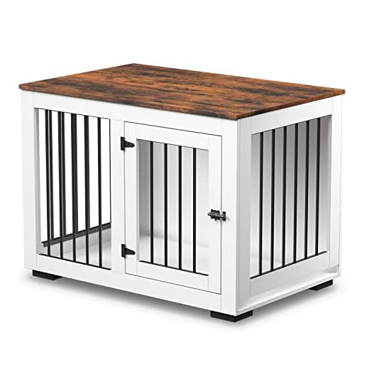 Zakkart White Dog Crate Furniture for Large Dogs Up to 70 lbs. - Decorative Puppy Kennel w/Wide Farmhouse Table Top & Steel Bars - 37'' Wide - Modern Dog Crate Table, End Table, Nightstand