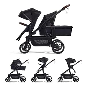 Momcozy ChangeGo Baby Stroller, Convertible Single-to-Double-to-Wagon Stroller with 23 Configurations, Seat Included, Large PU Wheels, All-Wheel Suspension ï¼ Extendable UPF50+ Canopy