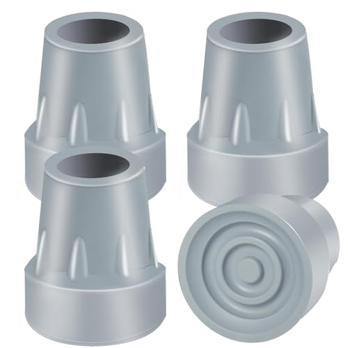 Geiwogwc 4 Pack 7/8 Inch Heavy Duty Rubber Crutch Tips - Non-Slip Replacement Tips for Canes & Crutches, Gray