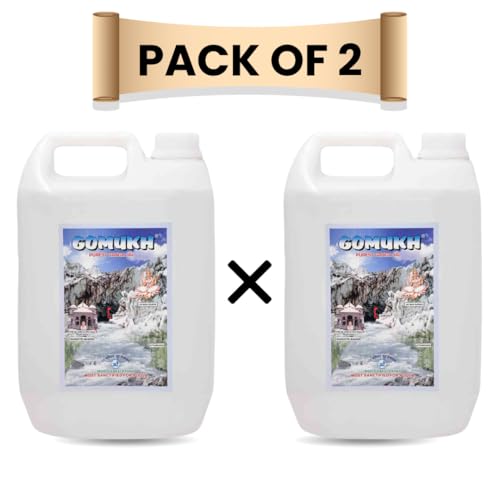 Image of inchGOMUKH inch Gangajal 5000ml Jar x 2 Pcs The Purest Holy Water Directly From Gangotri Valley Approved By Govt. Of Uttrakhand For Puja Purposes 10 LITRE (5 Ltr. Pack of 2)