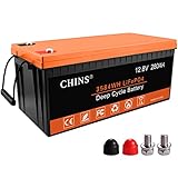 CHINS 12V 280Ah LiFePO4 Lithium Battery 200 BMS, 4000+ Deep Cycle Rechargeable Lithium Iron Phosphate Battery for RV/Camper, Marine, Overland/Van, and Off Grid Applications