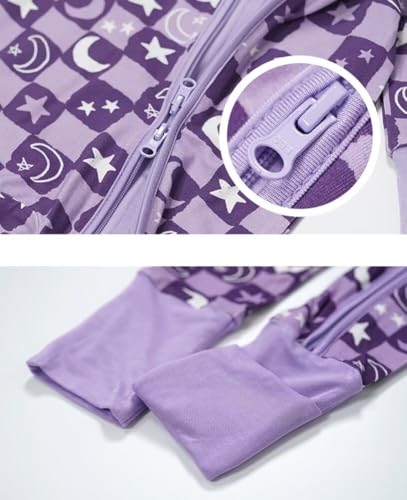 Teach Leanbh Unisex Baby Bamboo Viscose Pajamas with Mittens and Feet Cuffs 2 Way Zipper Long Sleeve Romper Sleep and Play4