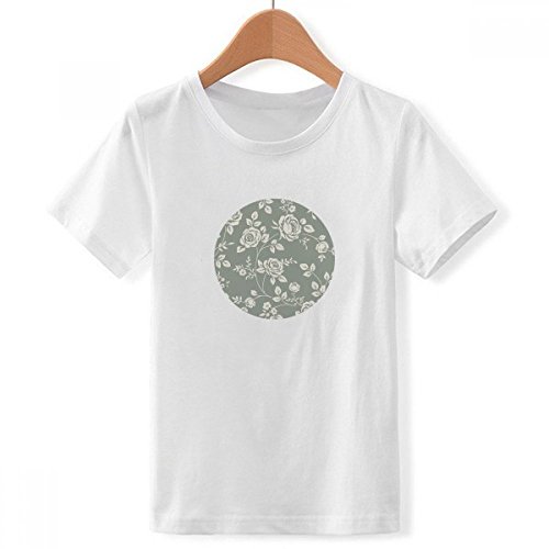 T-Shirt Blanc Col Rond Motif Feuille Rose Fleur Plante pour Garçon en Taille XX-Grand
