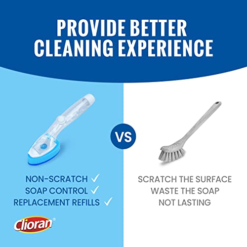 Dishwand Refills Soap Control Handle, 6 Heavy Duty Dish Wand Sponge Heads, Non Scratch Scrubbers Replacement Refill Brush Dispenser, Dishwashing Scrub For Sink Non-Stick Kits Dishwasher Cleaning Tool #TOP1