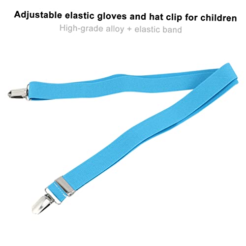 Beaupretty 2pcs Adjustable Elastic Glove Clips for Children Mittens Holder and Hat Hanger for Winter Outdoor Activities Lake Blue4