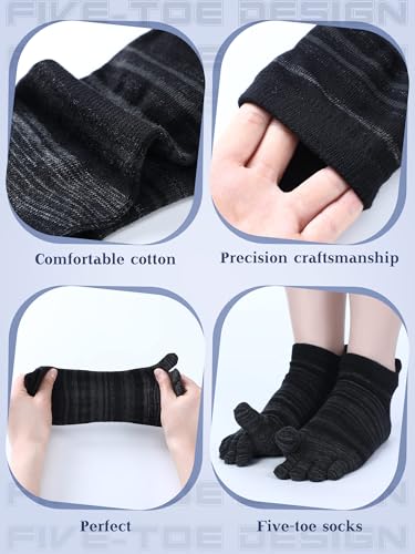 Image of Fourluoo 3 /6 Pairs Women Toe Socks Cotton Breathable Ankle Five Toe Socks for Men Women Athletic Running