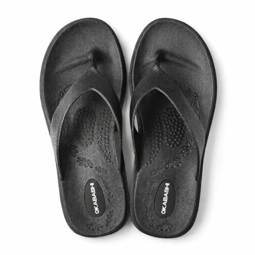 Image of Okabashi Women's Maui Flip Flops - Sandals (ML - (W8-9), Black)