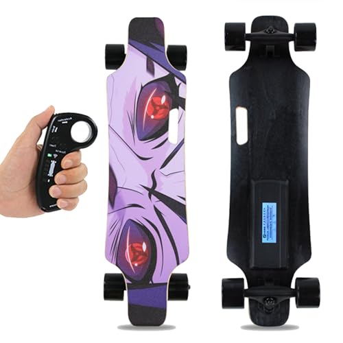 Tabla de Skate eléctrica Longboard Electric Cruiser con Mando a Distancia de 4 velocidades, diseño con asa de Transporte fácil, autonomía de 15 km/9,4 Millas para desplazamientos Diarios D