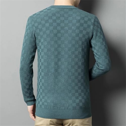 Men Knit Jumpers Pullover Outwear Tops Checkboard Pattern for Winter Vintage Casual Sweater2