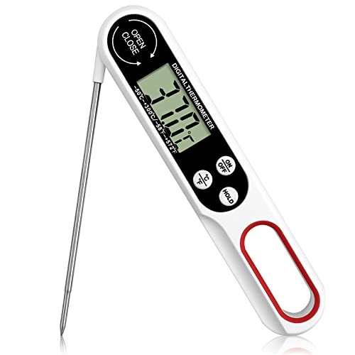 GARLLEN Thermomètre Cuisine pour Viande - Sonde Pliable Ecran LCD Thermomètre Numérique de Cuisson des Aliments de Cuisine pour Griller Four Barbecue Fumoir Friture à l'huile Thermomètre à Bonbons Cover