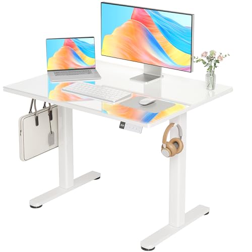 Claiks Höhenverstellbarer Schreibtisch mit Glasplatte 100 * 60cm...