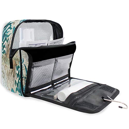 Sea Turtle Retro Map Hanging Toiletry Bag Ocean Nautical Makeup Bag Travel Cosmetic Bag Pouch Waterproof Accessories… - Image 6