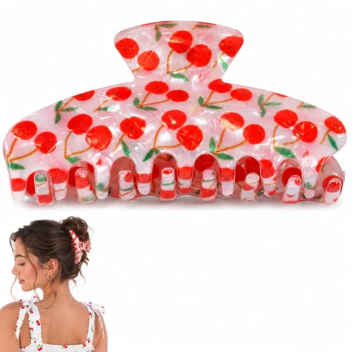 Pinza para cabello con diseño cereza en PVC 9x4.1 cm miniatura 1