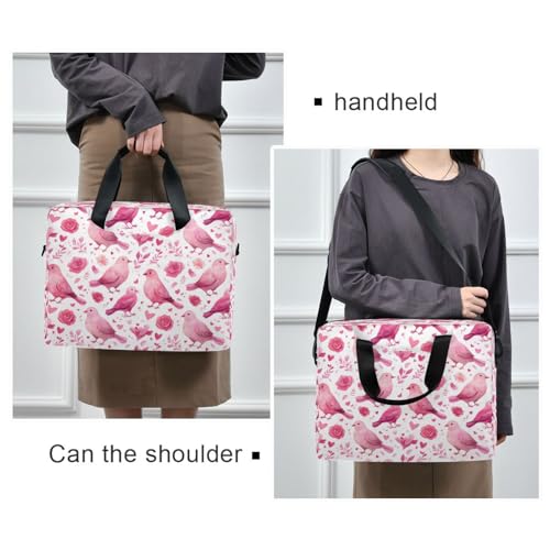 Bolso para portátil rosa con diseño de pájaros en estilo empresarial miniatura 2