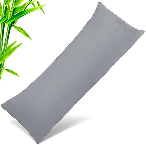 Body Cooling Pillow Cases Cover, Bamboo Rayon Pillowcases with Zipper Closure, Cool & Breathable Pillow Case for Hot Sleepers and Night Sweats, 20x54 inches, Sliver Grey
