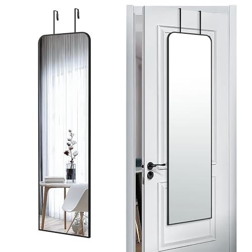 47x14 inch Full Length Mirror Over the Door Hang or Wall Mounted Black