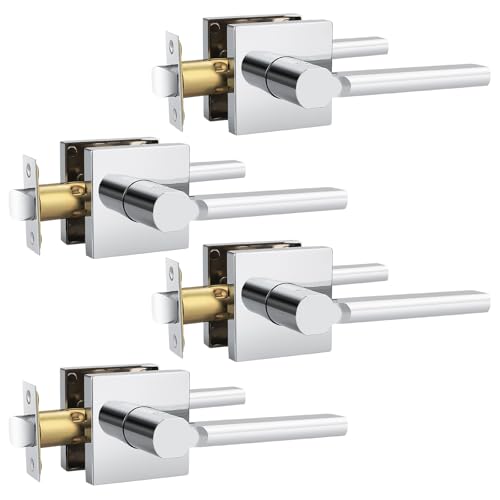 Probrico 4 Pack Passage Lever Polished Chrome Door Handle Lock Non-Locking Keyless Square Lever for Hall and Closet, for Right & Left Side by Probrico - Used condition - US$17.48