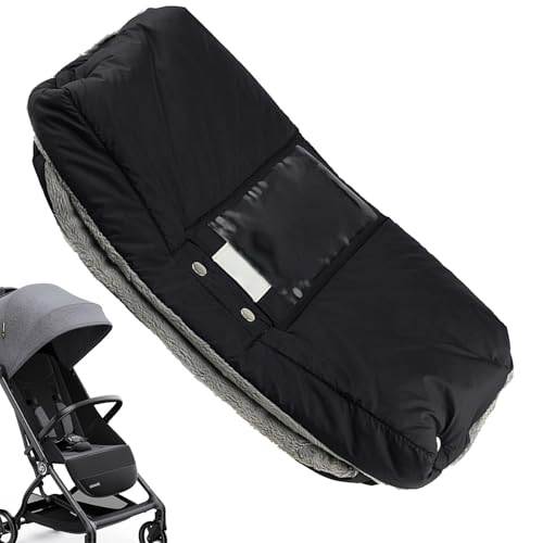 Manoplas de cochecito para manillar | Guantes de invierno para cochecito | Guantes con gran bolsillo transparente para cochecito, cochecitos, carros de bebé, asas de cesta de la compra, Negro, A