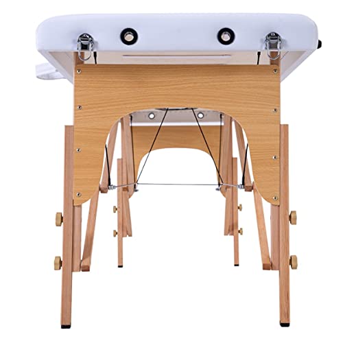 Maca Cama De Massagem Divã Mala Dobrável Portátil Com Orifício (Branco)