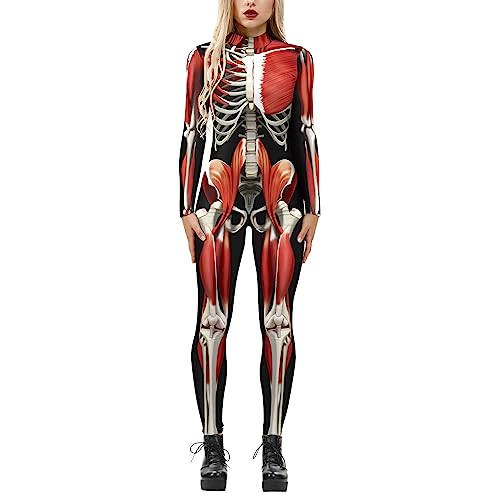 LAEMILIA Women Men Robot Punk Jumpsuit Catsuit 3D Printing Cosplay Costumes Halloween Bodysuit Role Playing Carnival Party