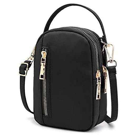 Women Girls Crossbody Bag Small Nylon Phone Purse Wristlet Handbag Wallet Pouch for Samsung Note 20 Ultra S20 Ultra S20 Plus Note 10 A10e LG Stylo 5 K51 Moto G Stylus Power G8 Power Play Plus (Black)