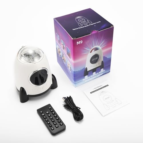 Proyector Aurora con altavoz Bluetooth y reloj despertador para dormitorio 7