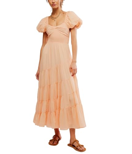 Free People Women's Short Sleeve Sundrenched, Almost Apricot Large