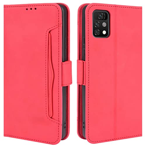 HualuBro Handyhülle für Umidigi A11 Pro Max Hülle Leder, Flip Hülle Cover Stoßfest Klapphülle Handytasche LederHülle Schutzhülle für Umidigi A11 Pro Max Tasche (Rot)
