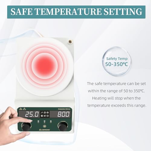LABHOUSE LHS-300PRO Magnetic Stirrer Hot Plate with Probe - 5L Capacity, 300°C, 100-1500 RPM, 5.5\" Hotplate