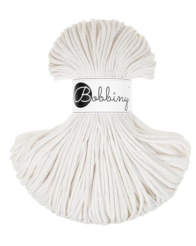 Bobbiny Cordon macramé tressé Junior 3 mm, 100 m (blanc cassé)