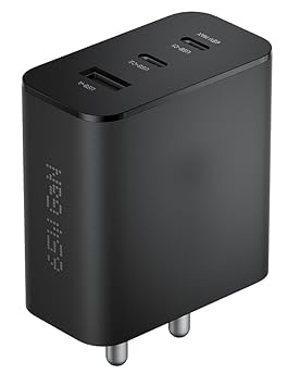 65W Gan Trio Charger Adapter | 3 Port USB Type C to A Fast Wall Charging Adaptor Compatible with CMF Phone 1|Nothing Phone 2a Plus|2A|Phone 2(Dark Grey)