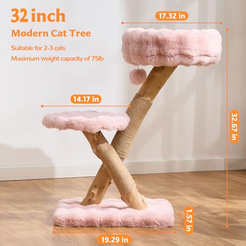 Árbol para gatos moderno de madera sólida resistente miniatura 5
