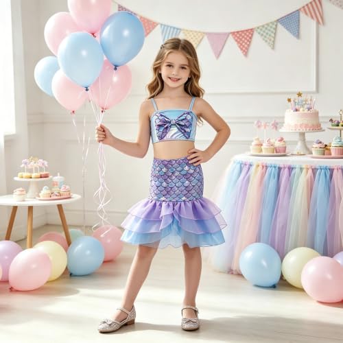 Image of Girls 4pcs Swimsuit Bathing Suit Princess Bikini Set for Toddler Little Kids Beach Swimwear