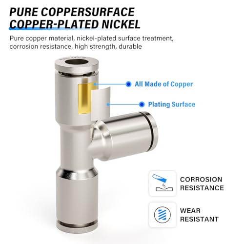 Accesorios de aire de 5/32 push to connect con tee recta antigoteo 4