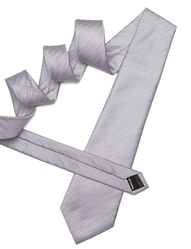 Image of Barry.Wang Solid Striped Tie for Men Silk Necktie Pocket Square Cufflinks Formal Wedding Party Business